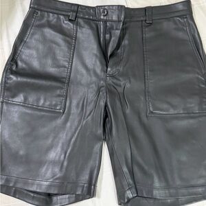 Zara Men’s Black Faux Leather Cargo Shorts